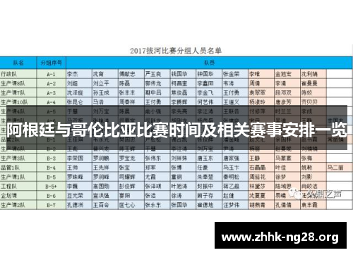 阿根廷与哥伦比亚比赛时间及相关赛事安排一览 阿根廷与哥伦比亚比赛时间及相关赛事安排一览